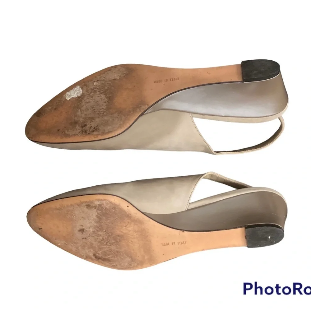 Salvatore Ferragamo Vintage suede sling back wedges cream - 9.5 EUC